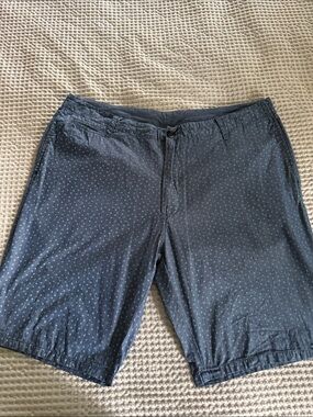 Men's Dark Blue Printed Flat Front Shorts